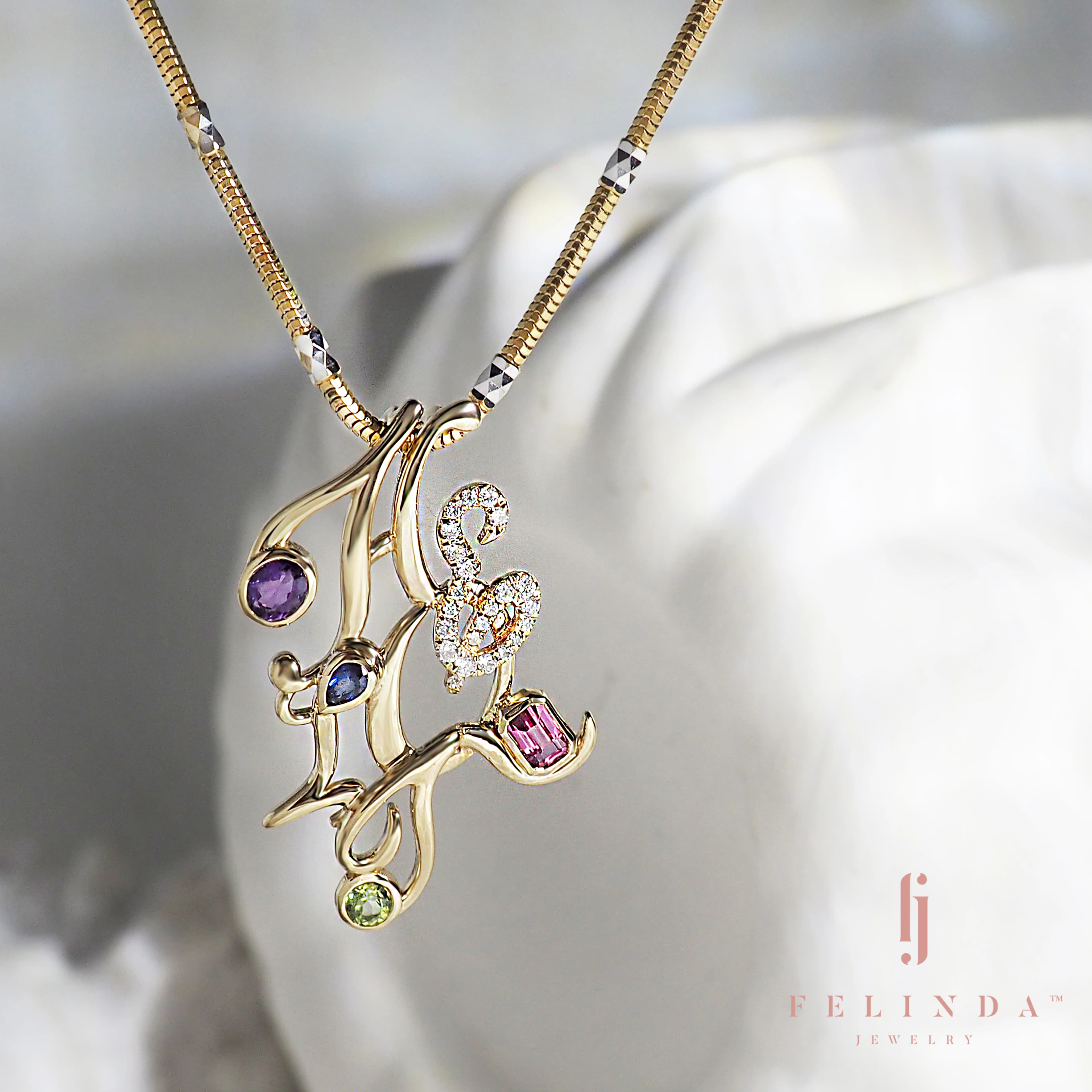 FJ Insta Alphabets Gemstone Pendant