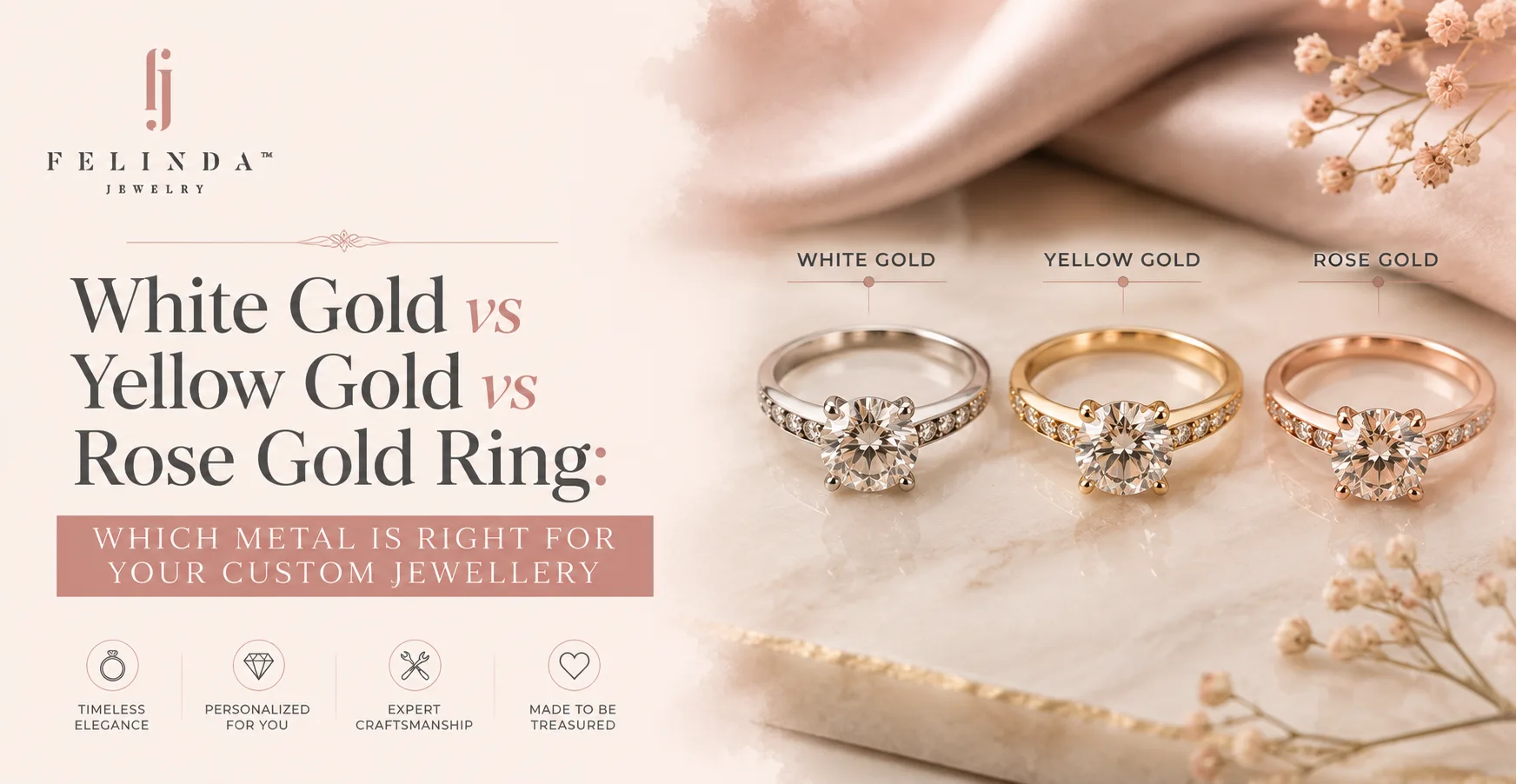 White Gold vs Yellow Gold vs Rose Gold Ring: Which Metal Is Right for Your Custom Jewellery