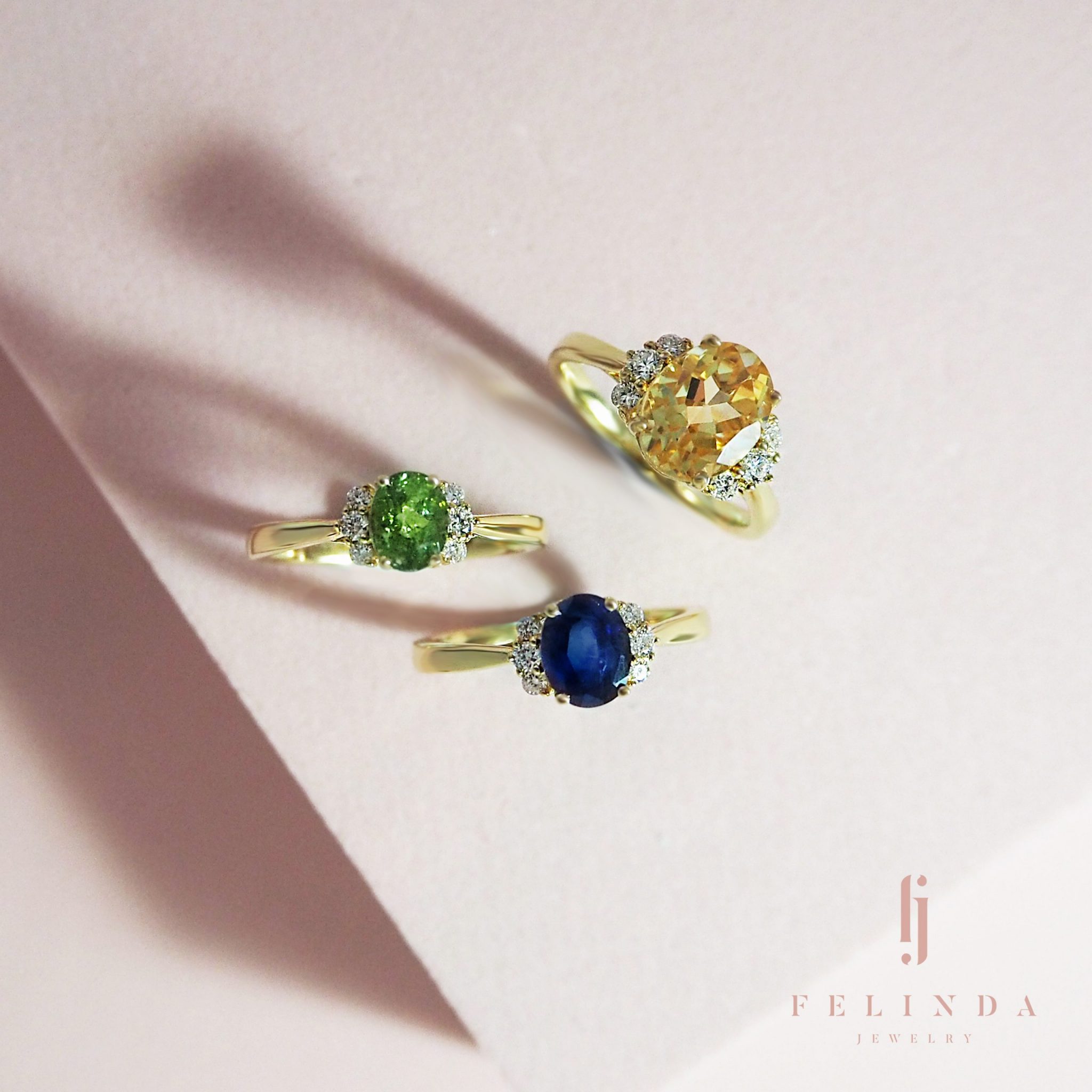 18k Gold with Sapphire/ Emerald/ Citrine & Diamond Ring