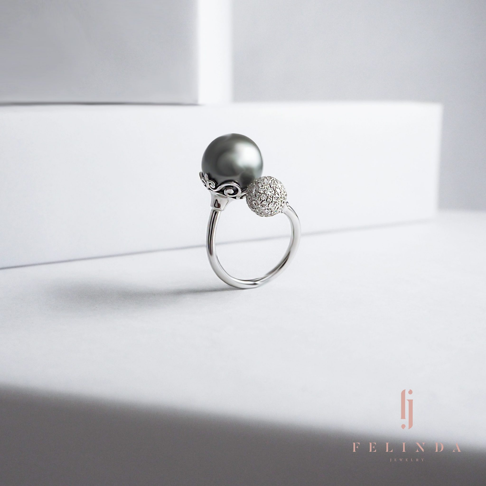 18k Gold with Tahitian Pearl & Diamond Ring
Available in Tahitian/ South Sea/ Fresh Water Pearl