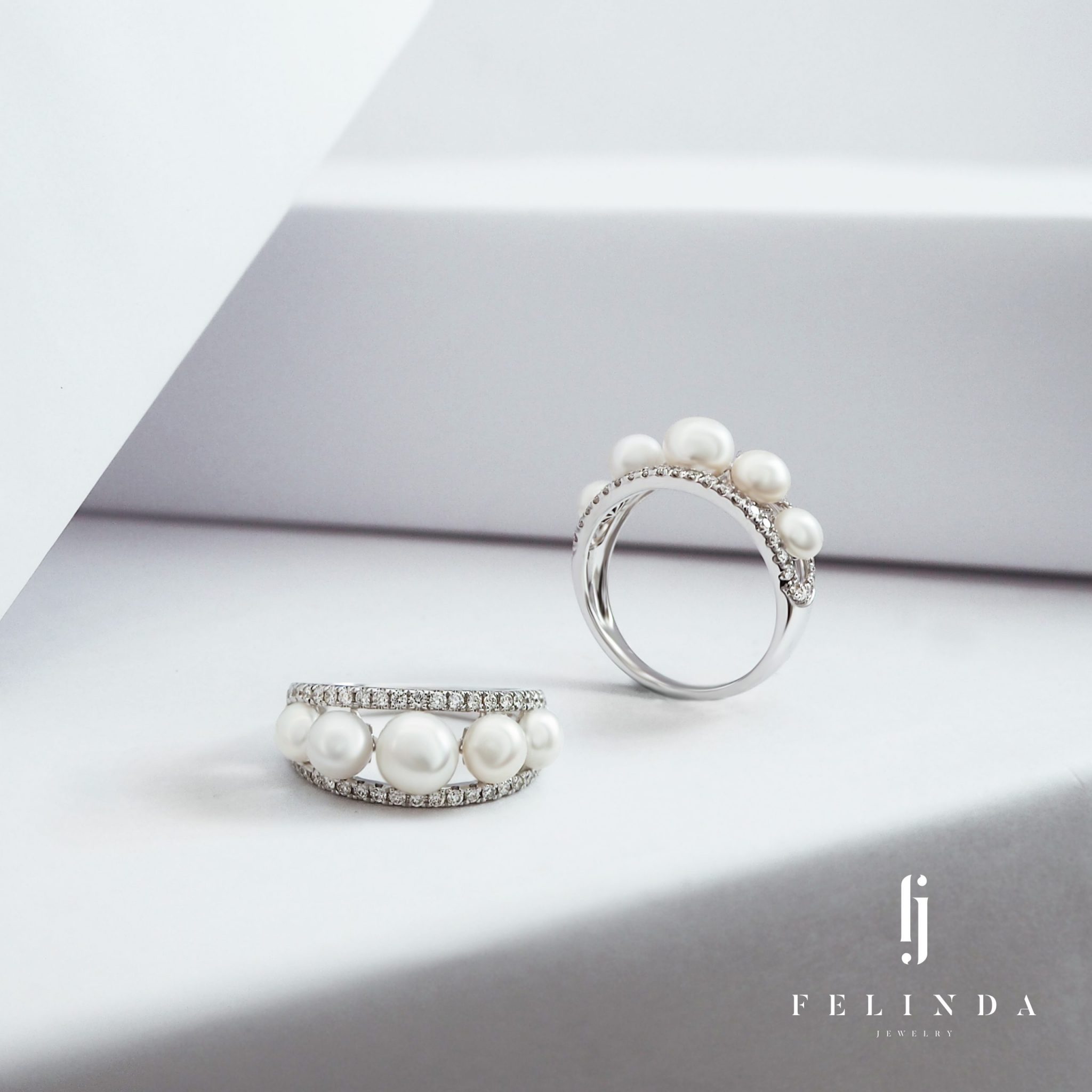 MERI - 18k Gold with Fresh Water Pearl & Diamond Ring