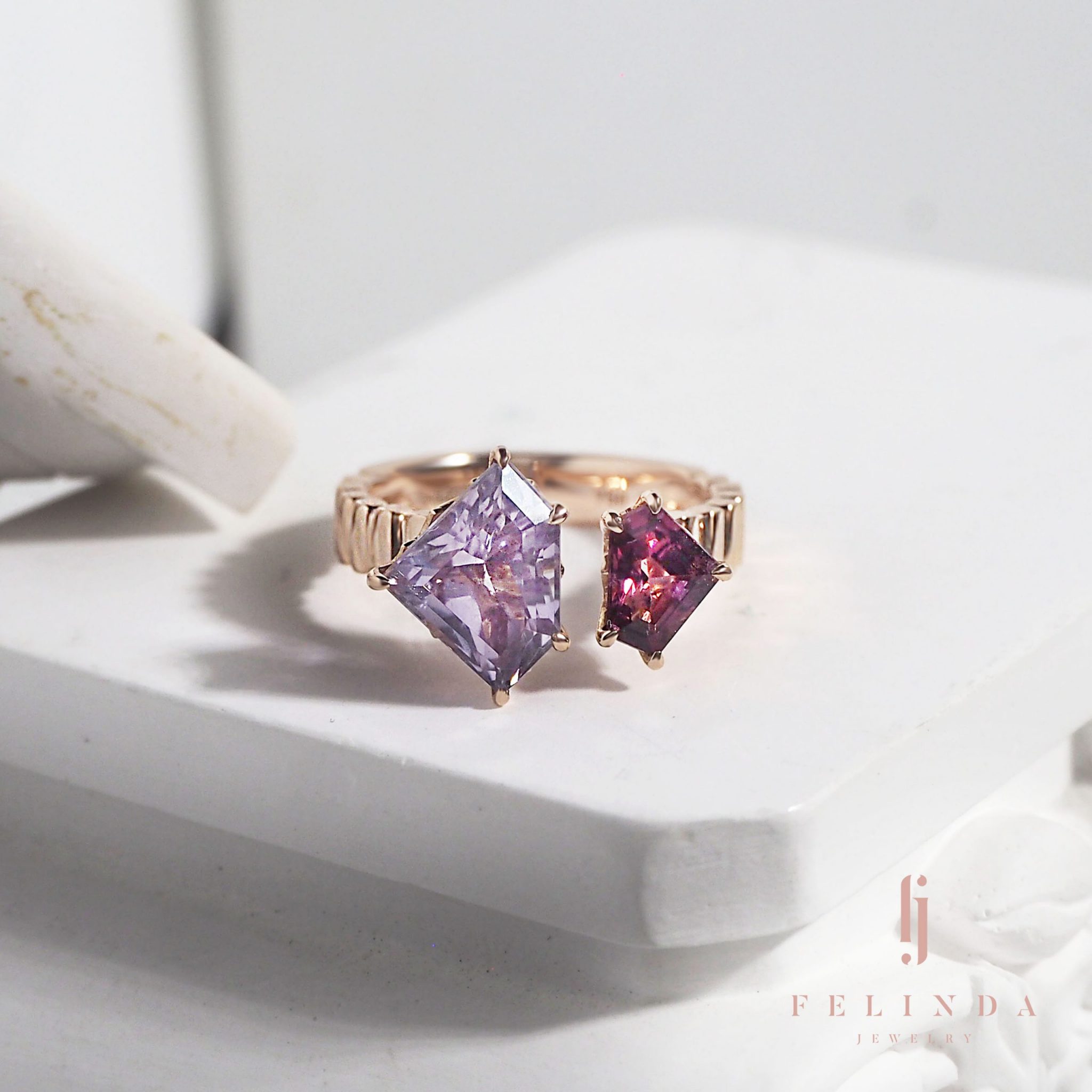 18K Amethyst Lavender and Spinel Ring