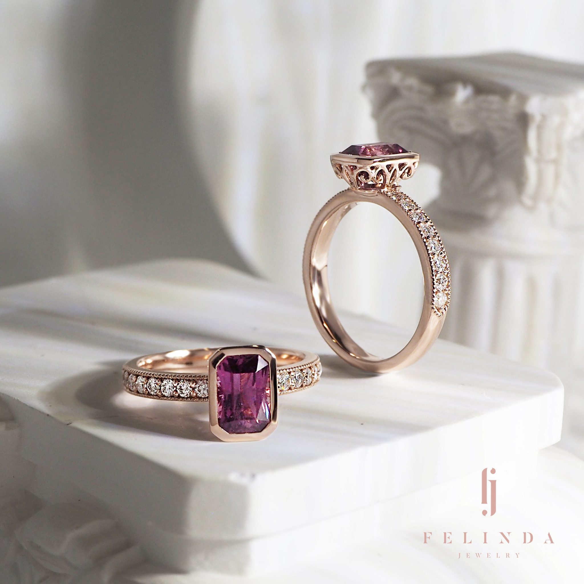 18K Dark Pink Sapphire Ring
