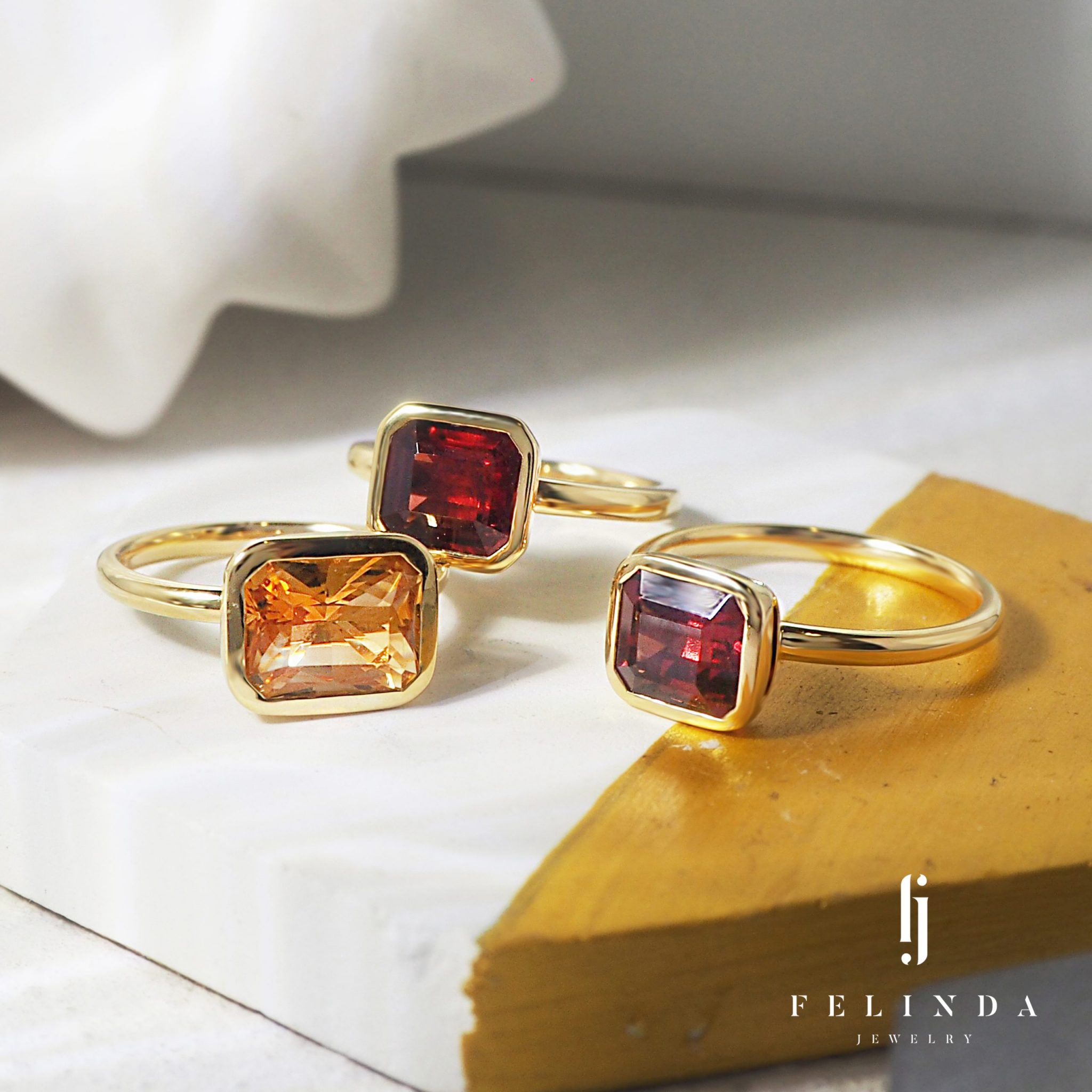 18K Garnet and Citrine Rings