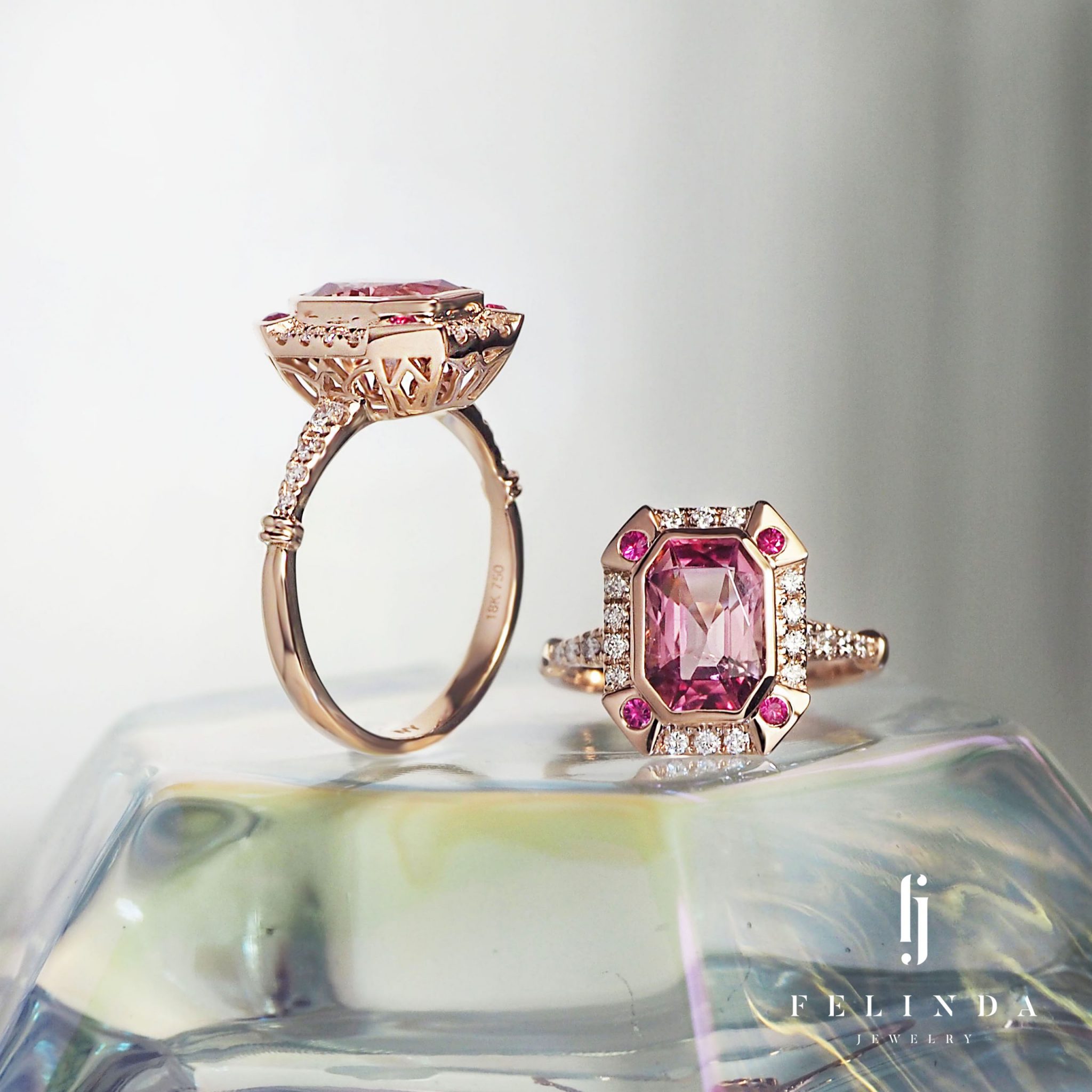18K Pink Tourmaline with Ruby Ring