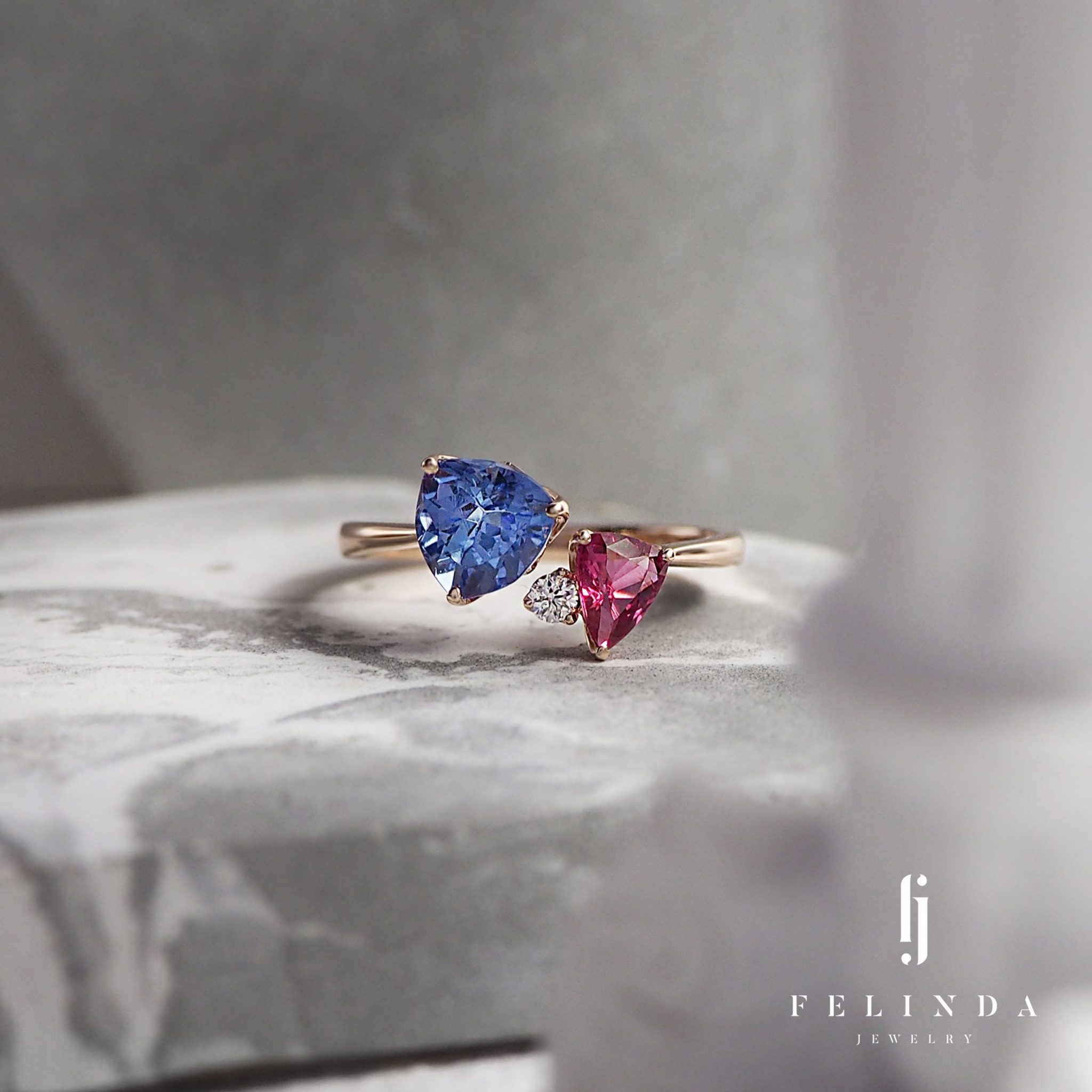 18K Tanzanite and Pink Sapphire Ring